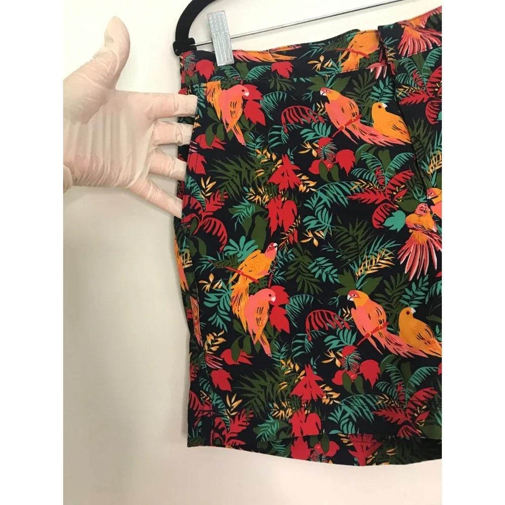 Fair Harbor Swim Shorts Mens Size 30 Black Parrot Tropical Board Trunks Lined